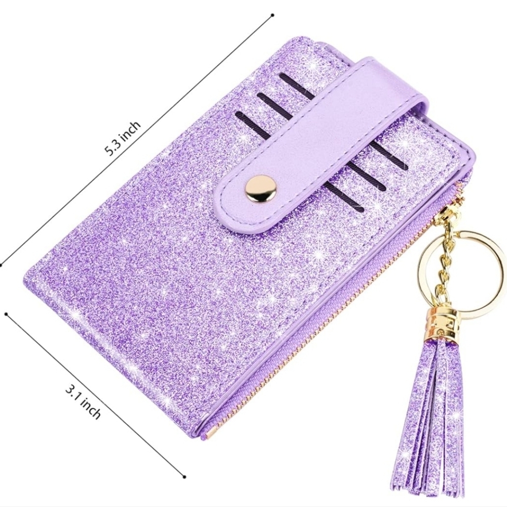 Purple Glitter Card Holder with Tassel